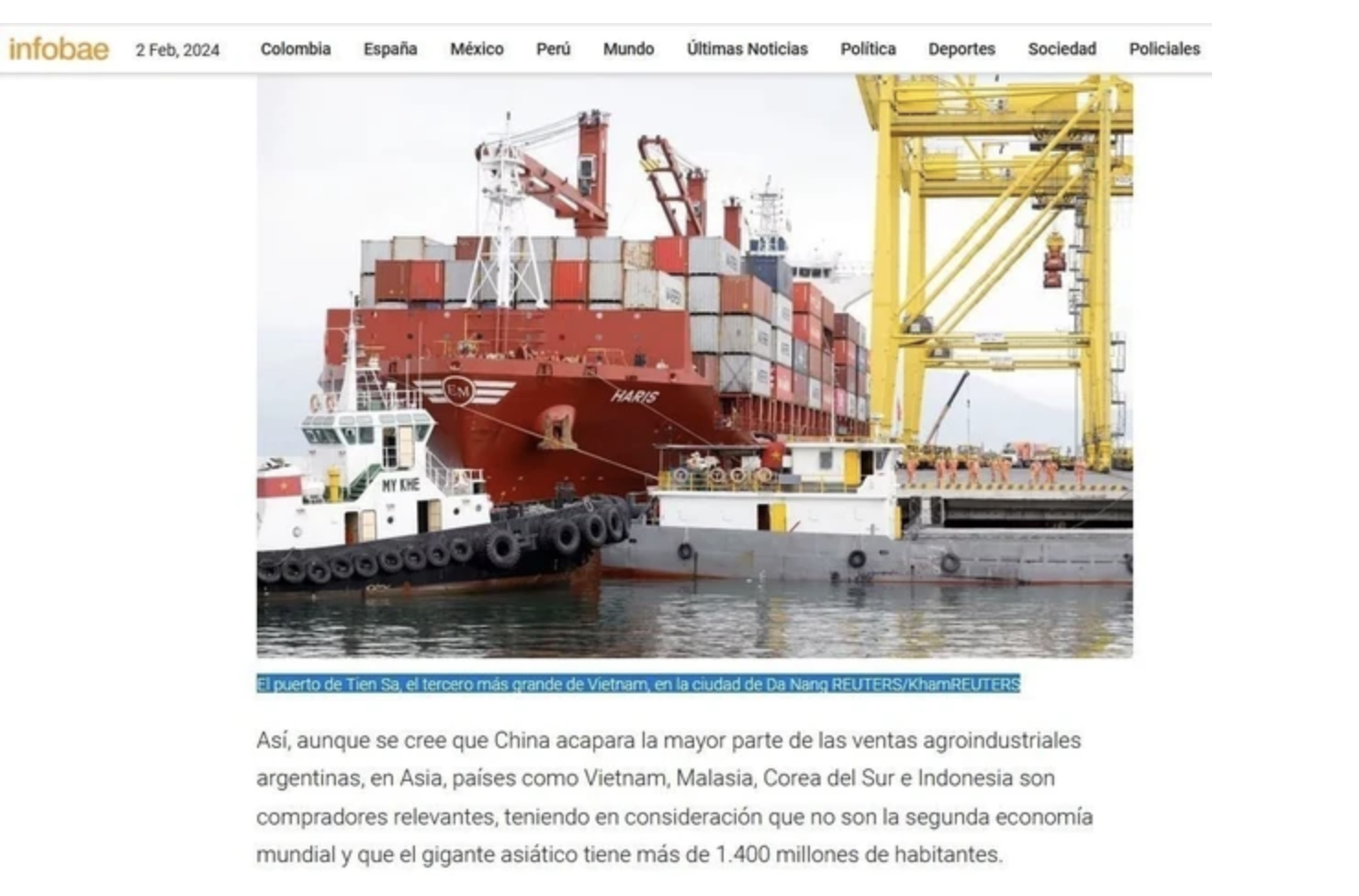Việt Nam là thị trường nhập khẩu nông sản hàng đầu của Argentina 2 Anh man hinh 2024 02 06 luc 14.45.03